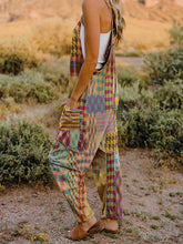 Double Take Full Size Printed V-Neck Sleeveless Jumpsuit OutfitFlow